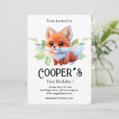 かわいいキツネスケッチ森林動物の森の友人 招待状 (スタンド正面)