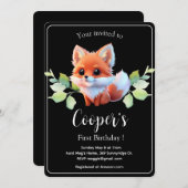 かわいいキツネスケッチ森林動物の森の友人 招待状 (正面/裏面)