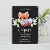 かわいいキツネスケッチ森林動物の森の友人 招待状 (スタンド正面)