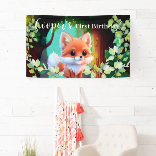 かわいいキツネスケッチ森林動物の森の友人 横断幕 (インサイチュ)