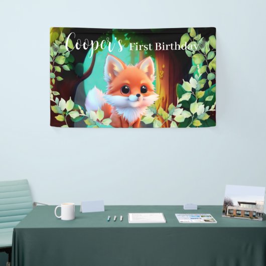 かわいいキツネスケッチ森林動物の森の友人 横断幕 (トレードショー)