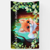 かわいいキツネスケッチ森林動物の森の友人 横断幕 (縦)