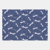 かわいいキツネズコレクションinブルーとピンク ラッピングペーパーシート (正面)