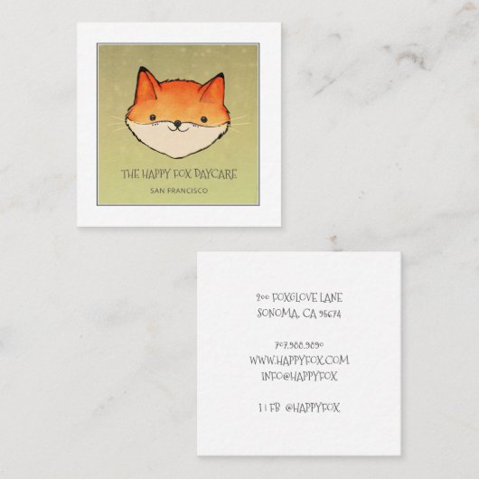 かわいいキツネデイケア スクエア名刺 (正面/裏面)