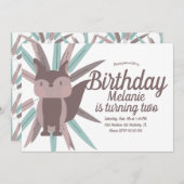 かわいいキツネトライバルフェザーバースデーパーティーの招待 招待状 (正面/裏面)