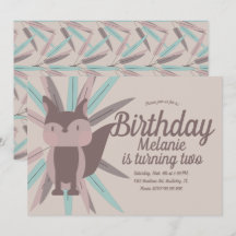 かわいいキツネトライバル誕生日パーティーの招待