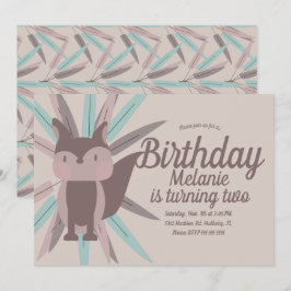 かわいいキツネトライバル誕生日パーティーの招待 招待状