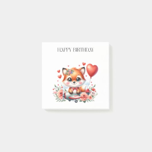 かわいいキツネパイロットの誕生日 ポストイット (正面)