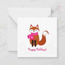 かわいいキツネピンクスカーフハートミニクリスマス