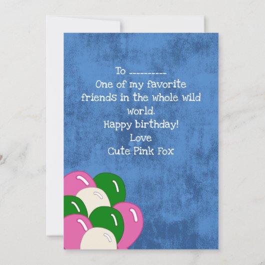 かわいいキツネピンクドレスバルーンハッピーバースデーギフト (裏面)