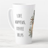 かわいいキツネフローラリース冬のワンダーランド カフェラテマグ (左アングル)