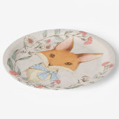 かわいいキツネフローラ動物ブルーボーイベビーシャワー ペーパープレート (アングル)