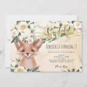 かわいいキツネフローラ1歳誕生日の招待状 招待状 (正面)