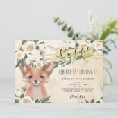 かわいいキツネフローラ1歳誕生日の招待状 招待状 (スタンド正面)