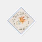かわいいキツネブルーフローラボーイ スタンダードカクテルナプキン (角)