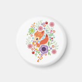 かわいいキツネベビーアートアニマルフローラ マグネット (正面)