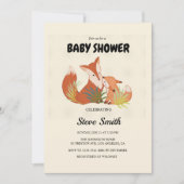 かわいいキツネベビーシャワー招待状 – ウッドランドテーマ 招待状 (正面)