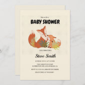 かわいいキツネベビーシャワー招待状 – ウッドランドテーマ 招待状 (正面/裏面)