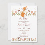 かわいいキツネベビーシャワー 招待状 (正面)