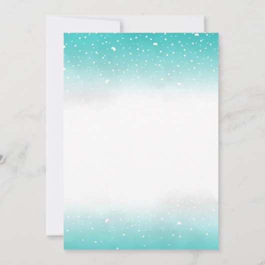 かわいいキツネボーイティール（緑がかった色）水色ベビーシャワー 招待状 (裏面)