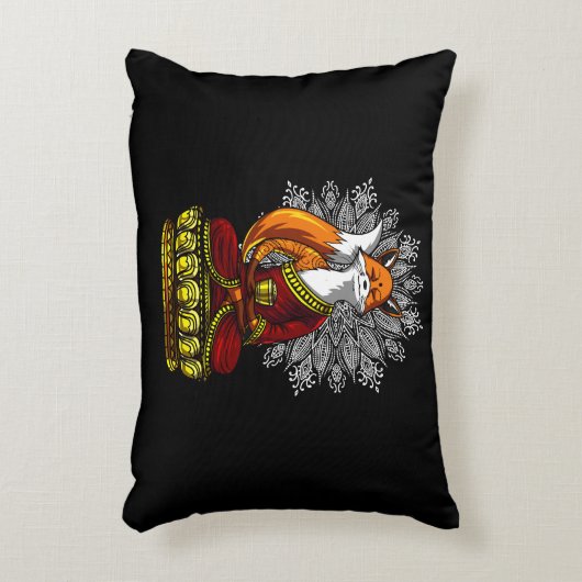 かわいいキツネヨガ禅定仏動物 アクセントクッション (正面(垂直))