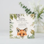 かわいいキツネワイルドワン1歳の誕生日パーティー 招待状 (スタンド正面)