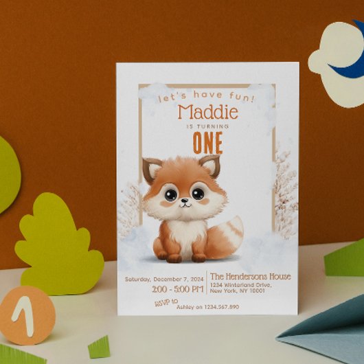 かわいいキツネ冬カスタム生誕祭パーティー 招待状