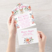 かわいいキツネ動物の花女の子の赤ちゃんシャワーAl オールインワン招待状 (貼ってはがせる)