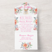 かわいいキツネ動物の花女の子の赤ちゃんシャワーAl オールインワン招待状 (内側)