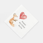 かわいいキツネ動物ハートバルーン誕生日 スタンダードランチョンナプキン (角)