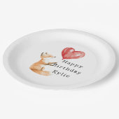 かわいいキツネ動物ハートバルーン誕生日 ペーパープレート (アングル)