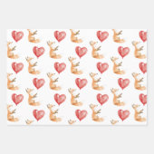 かわいいキツネ動物ハートバルーン誕生日 ラッピングペーパーシート (正面)