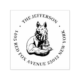 かわいいキツネ動物マンガ名前をカスタムする差出人住所 セルフインキングスタンプ