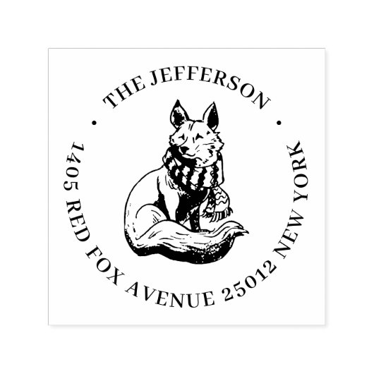 かわいいキツネ動物マンガ名前をカスタムする差出人住所 セルフインキングスタンプ (デザイン)