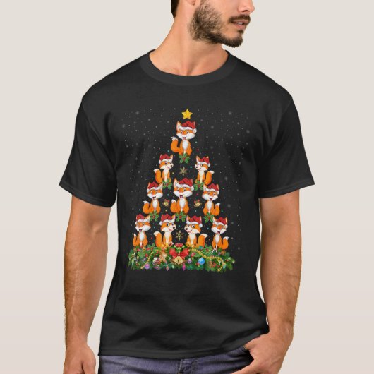 かわいいキツネ動物愛好家クリスマスサンタキツネクリスマストル Tシャツ (正面)