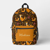 かわいいキツネ名前をカスタムする プリントバックパック (正面)