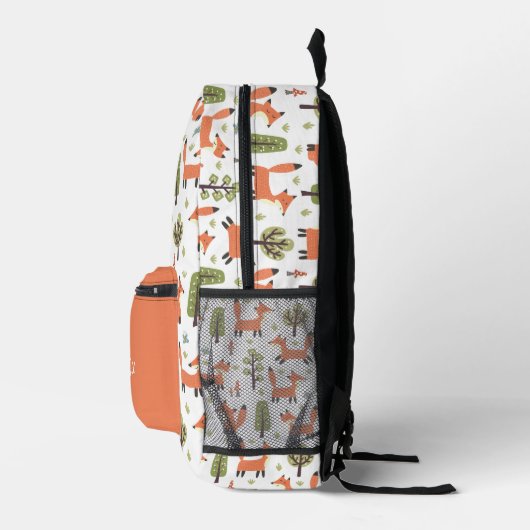 かわいいキツネ名前をカスタムする プリントバックパック (右)