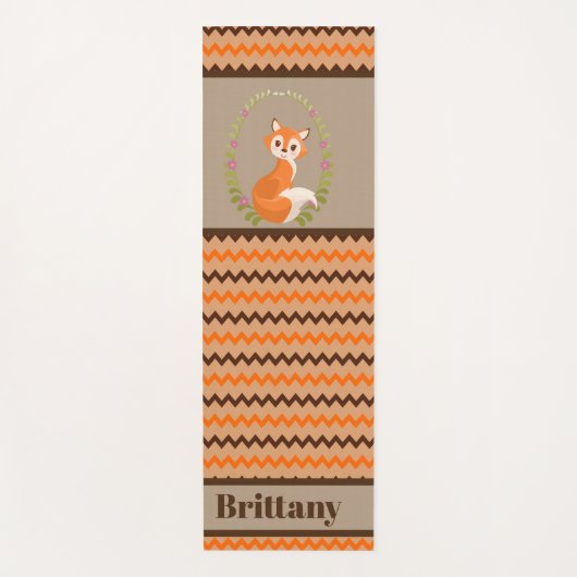 かわいいキツネ名前ヨガマットを追加 ヨガマット (正面)