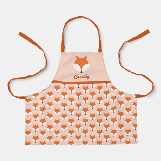 かわいいキツネ名動物柄エプロン エプロン (正面)