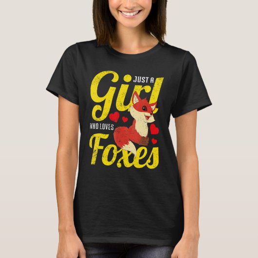 かわいいキツネ女の子の女の子自然森林動物ワイルドルフ Tシャツ (正面)