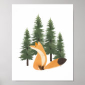 かわいいキツネ子供部屋ウッドランドアニマルウォールアートデコール ポスター (正面)