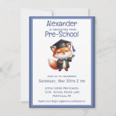 かわいいキツネ幼稚園キッズ卒業パーティー 招待状 (正面)