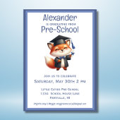 かわいいキツネ幼稚園キッズ卒業パーティー 招待状