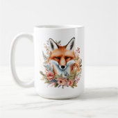 かわいいキツネ愛好家がモノグラムを追加 コーヒーマグカップ (左)