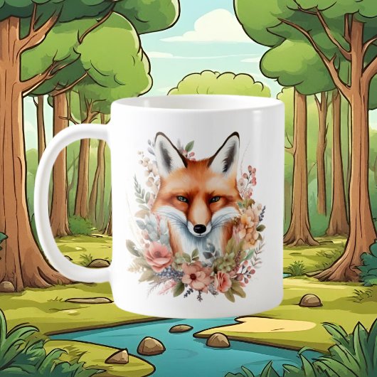 かわいいキツネ愛好家がモノグラムを追加 コーヒーマグカップ