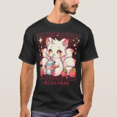 かわいいキツネ日本のアニメキツネかわいいイチゴ Tシャツ (正面)