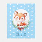 かわいいキツネ水玉模様 エレガント フリースブランケット (正面)