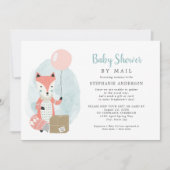 かわいいキツネ無料ボックスガールベビーシャワーbyメール 招待状 (正面)