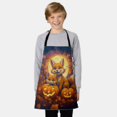 かわいいキツネ祝ハッピーハローウィン エプロン (着用した状態)