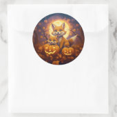 かわいいキツネ祝ハッピーハローウィン ラウンドシール (バッグ)